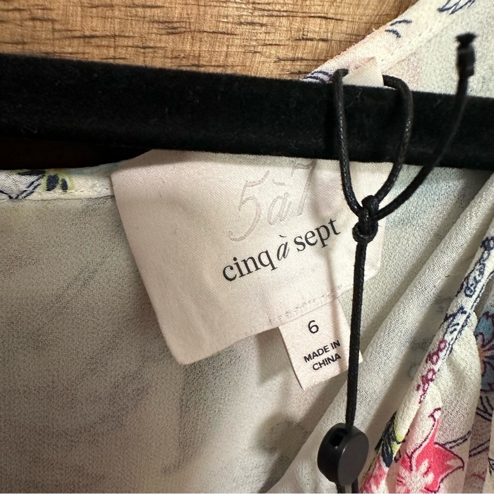 NWT‎ Cinq à Sept Sheilla Floral Ruffle Midi-Dress In Celeste Size 6 reg $465 - Picture 5 of 7